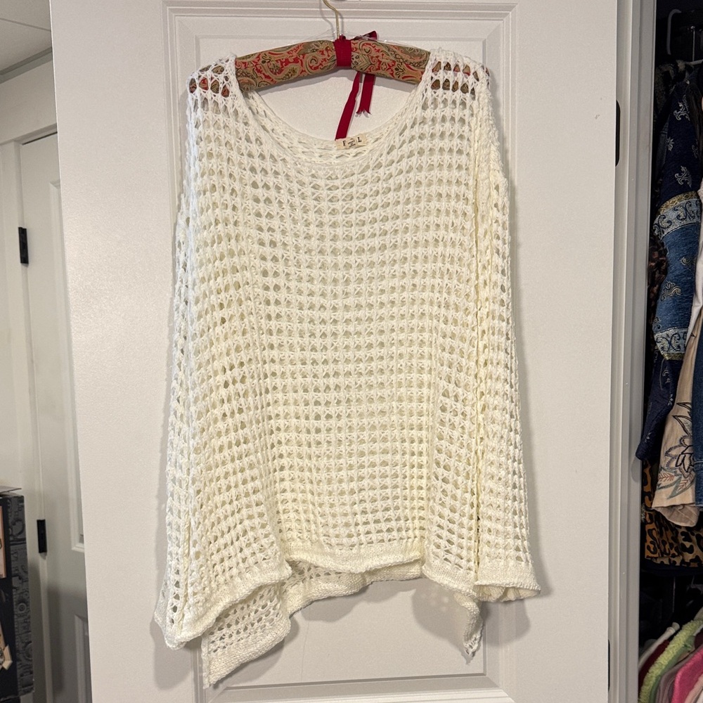 POL Cream Open-Knit Sweater